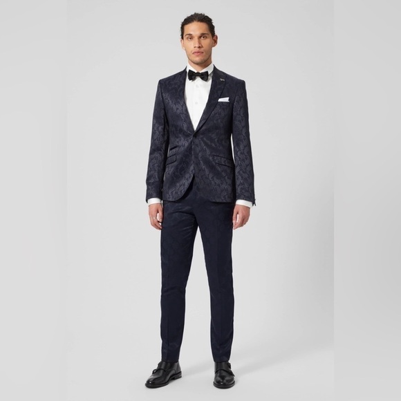 Shelby & Sons PALACE SLIM FIT NAVY JACQUARD JACKET Size 42R - Picture 1 of 13